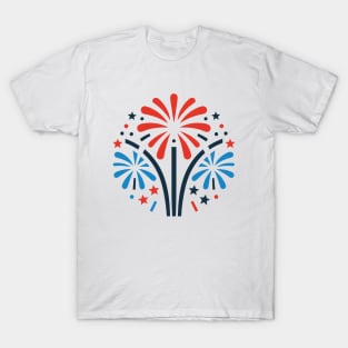Red and Blue Fireworks T-Shirt